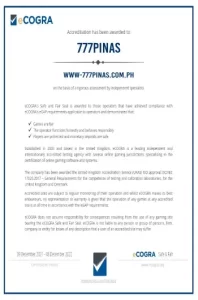 777Pinas Licensed by eCOGRA